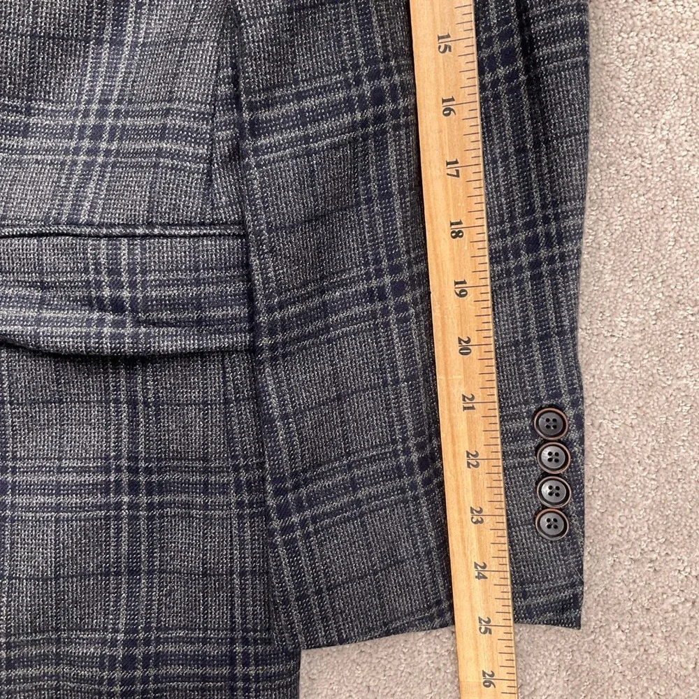 Hart Schaffner Marx Blazer Mens 42R Gray Plaid Chicago Fit Loro Piana Cashmere
